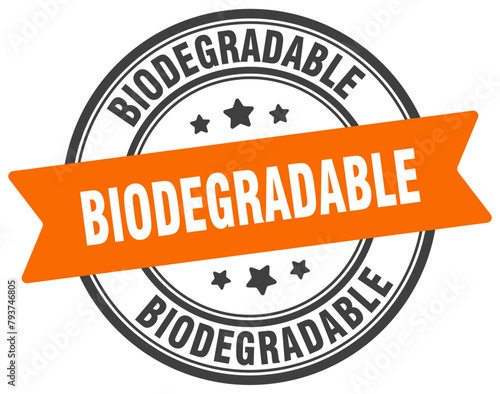 biodegradable stamp. biodegradable label on transparent background. round sign
