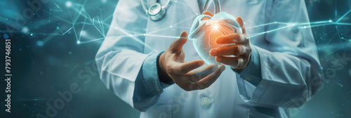 A doctor is seen holding a ball in his hands, showcasing an interactive therapeutic method in a medical setting photo