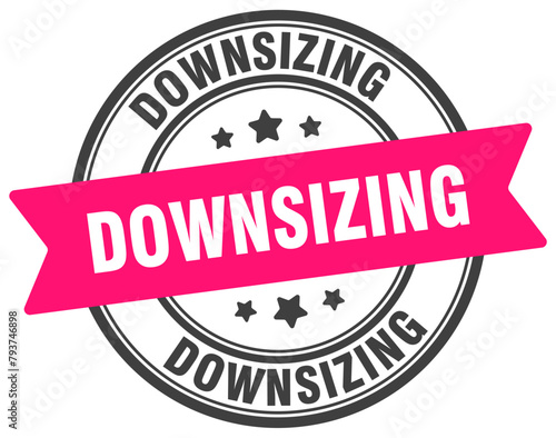 downsizing stamp. downsizing label on transparent background. round sign