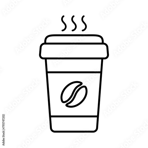 Hot coffee cup icon. Paper coffee cup icon isolated on white background.