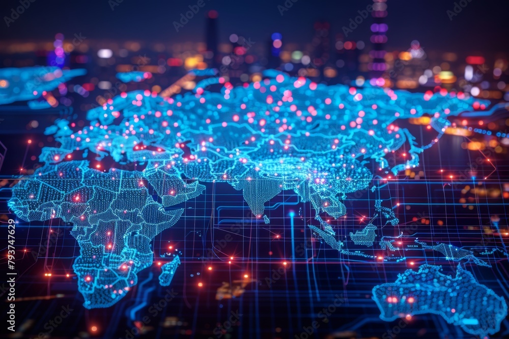 Digital Map of Asian Network Technology created with Generative AI Digital Map of Asian Network Technology created with Generative AI