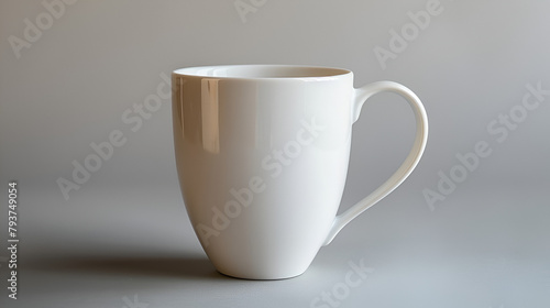 A mockup of mug white with modern background, cup of coffee, photography product, white background, logo mock up, mug, 4K photo, Generative by AI	
