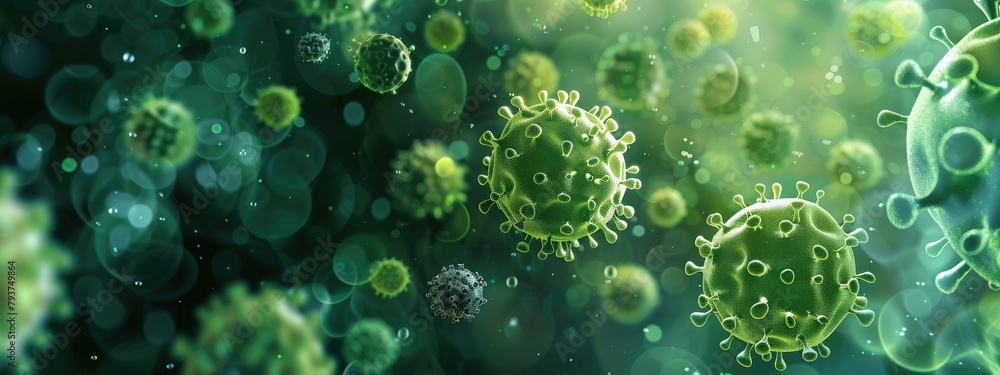 green virus under a microscope green virus under a microscope