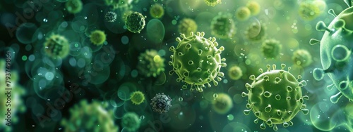 green virus under a microscope