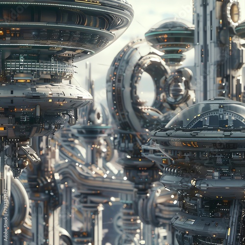 Capture a detailed, close-up shot of futuristic technologies blending seamlessly with utopian dreams Utilize unexpected camera angles to infuse depth and intrigue Digital Rendering Techniques, CG 3D r