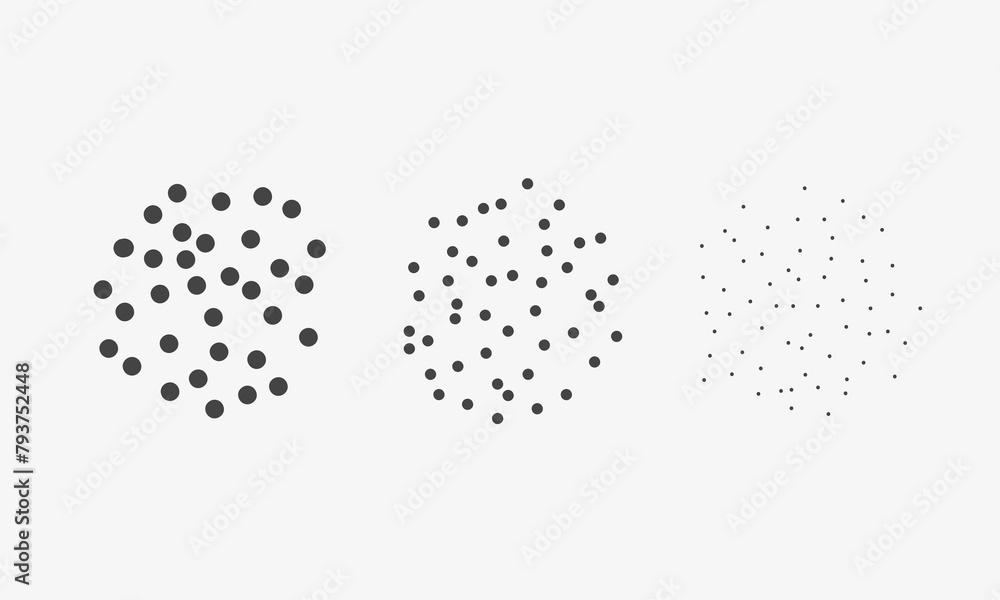 Dust or seeds level inforgafic. Different size dots set. Vector illustration