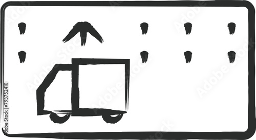 ミニ標識の筆書き単品イラスト 特定の種類の車両の通行区分
