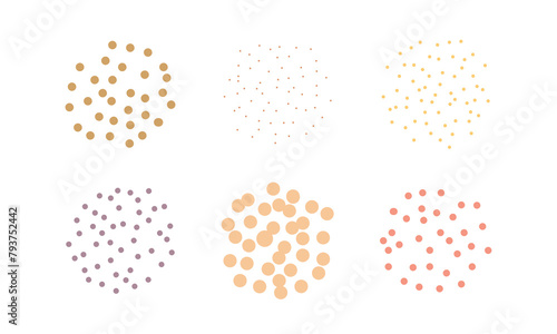 Allergen dust, different types dots set. Vector illustration