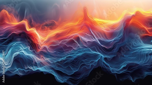 Vibrant abstract energy wave pattern in stunning hues of blue and orange