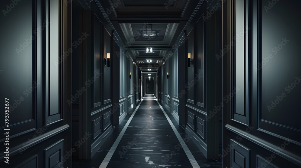 Mysterious and Elegant Dark Architectural Corridor