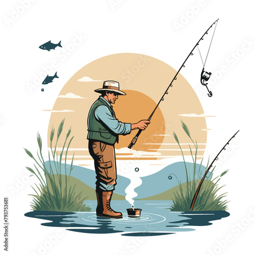  A Fishermen Catching Fish Fishing