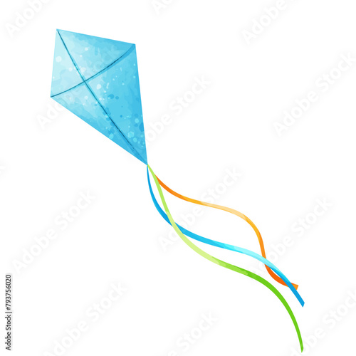 Kite in watercolor style, vector illustration for children's design, isolated on white background.