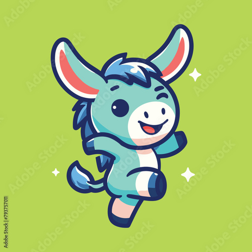 A cartoon mascot of a cute dancing donkey