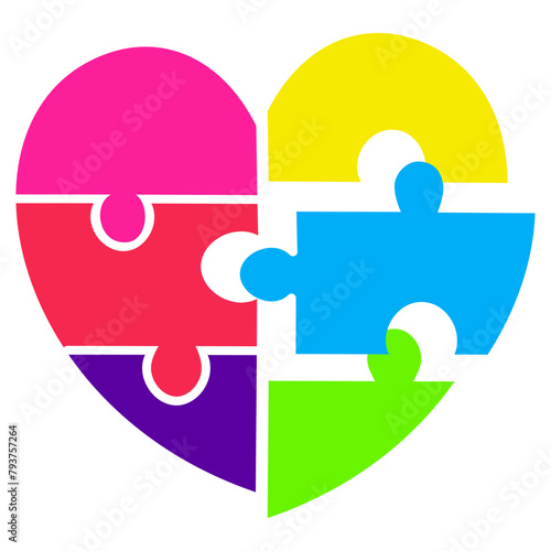 Colorful Puzzle Autism Kids Vector Illustration
