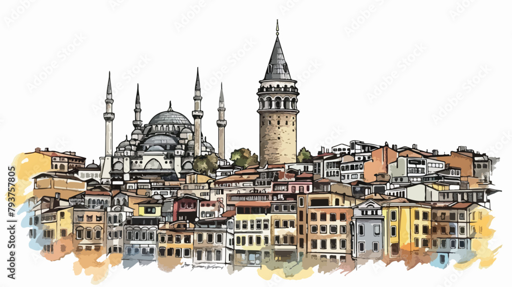 Galata Tower and old architecture in Istanbul Turkey.
