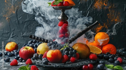 fruit hookah fruits on a dark background