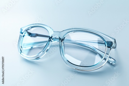 Eye Glasses Illustration. 3D Isolated Eyeglasses on Background with Contact Lens