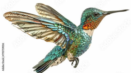 Small hummingbird realistic closeup portrait of exotic bird i