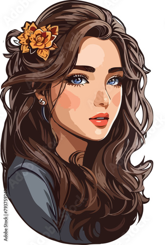 Art Illustration a gorl with a flower