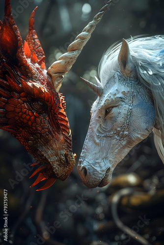 Mythical Hybrids Unite in Epic Alliance Against Common Threat in Fantastical Cinematic 3D Render photo