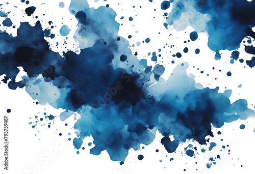 Black blue abstract watercolor Dark blue art 