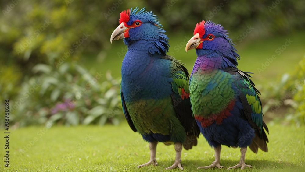 a brightly colored parrot with blue, green, purple, and red feathers.