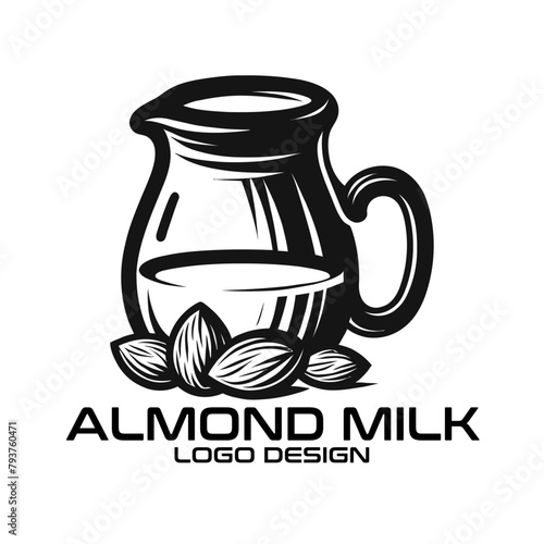 Almond Milk Vector Logo Design