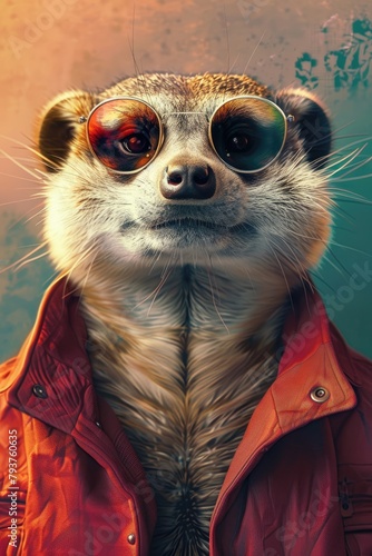 Meerkat in glasses. selective focus