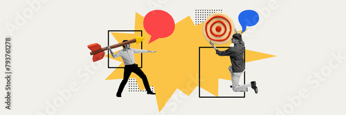 Fotografie Man aiming arrow into target