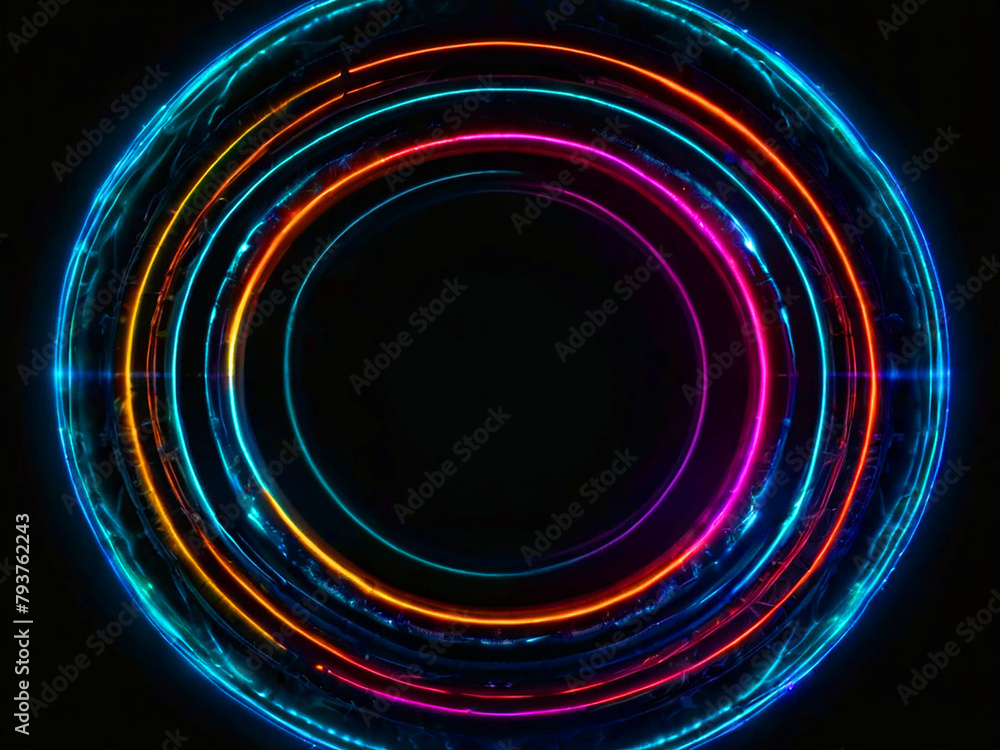 Neon circle with light effect on black background Neon circle with light effect on black background