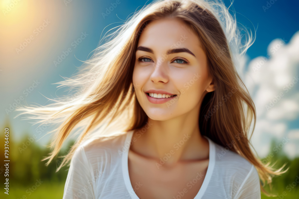 Naklejka premium portrait of a woman, healthy skin cinematics