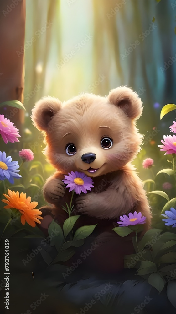 Cute beautiful baby bear mobile wallpaper, Cute baby bear in the flower garden, Beautiful baby animals, Mobile wallpapers Cute beautiful baby bear mobile wallpaper, Cute baby bear in the flower garden, Beautiful baby animals, Mobile wallpapers