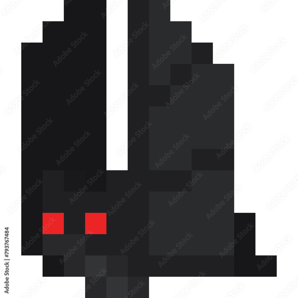 Pixel art flying bat character Pixel art flying bat character