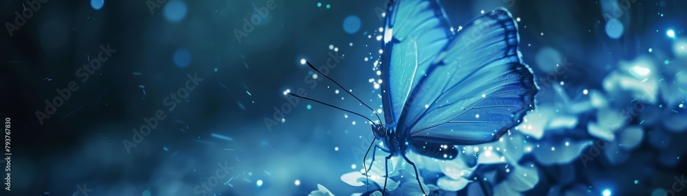 Language learning became a game, with students translating sentences by catching virtual butterflies with glowing words on their wings - obrazy, fototapety, plakaty 
