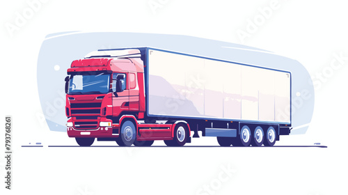 Cargo truck on highway. American lorry heavyweight  photo