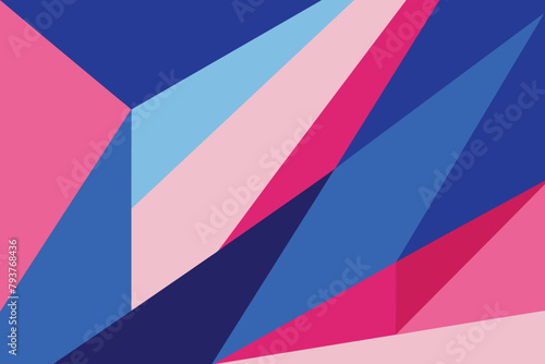 abstract geometric background with pink, blue paper, panoramic shot vector design photo