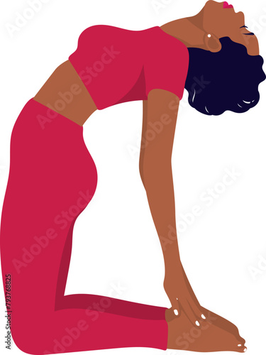 Black girl with curly dark hair doing yoga