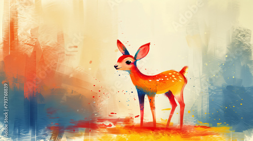 Digital art - Painting of a young deer photo