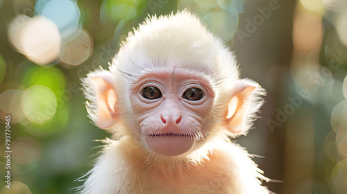close up of a long albino monkey © LANDSCAPE LOOKS