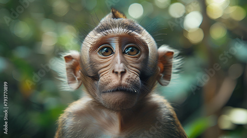 close up of a face macaque