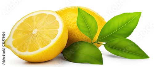 Half lemon with leaves
