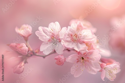 Beautiful cherry blossoms in full bloom, with a blurred background © EnelEva