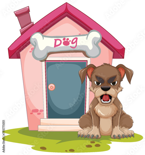 Illustration of a fierce dog protecting its home