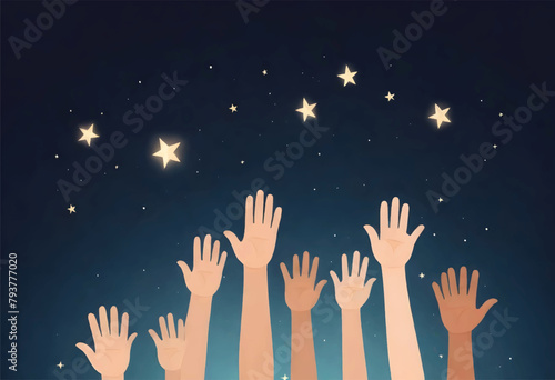a group of children hands reaching for the stars