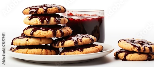 Plate of cookies next to a glass of red wine