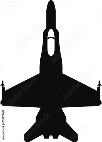 F-18 Hornet aircraft top view icon clip art isolated 