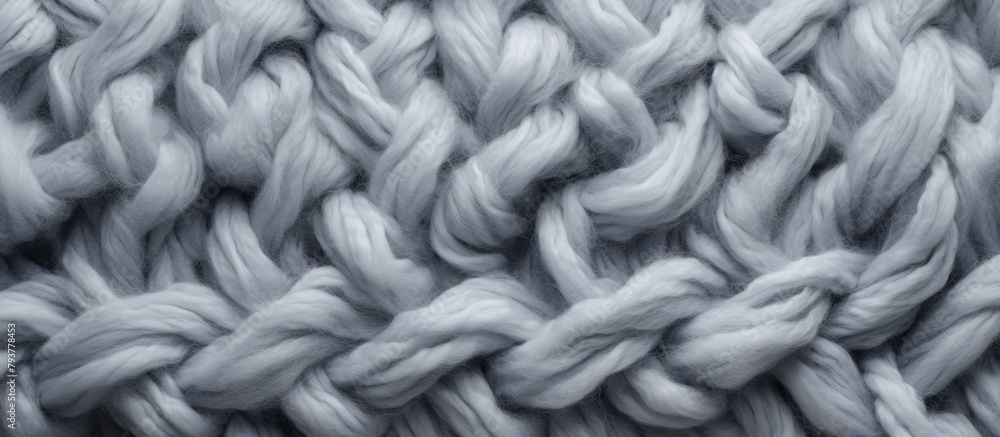 Knitted blanket featuring a prominent cable detail Knitted blanket featuring a prominent cable detail