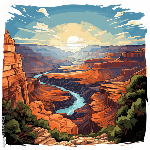 Grand Canyon. Grand Canyon hand-drawn comic illustration. Vector doodle style cartoon illustration