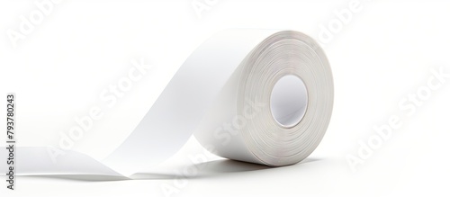 White adhesive tape roll on white surface