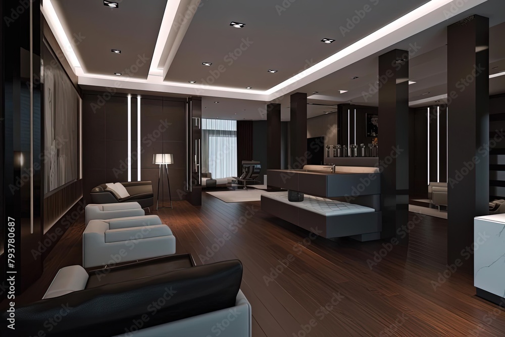 Modern Art Deco Living Room: Furniture-Filled Space with Large Window Modern Art Deco Living Room: Furniture-Filled Space with Large Window